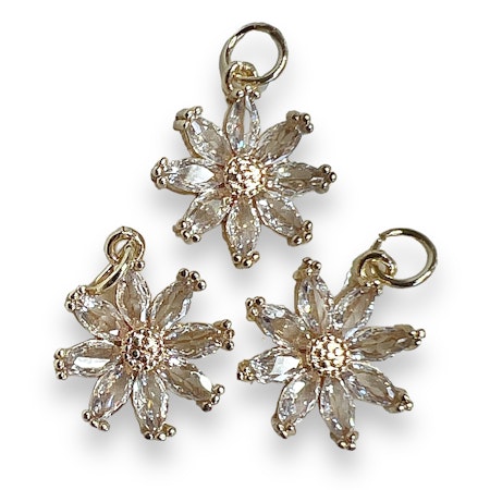 14K Gullforgylt blomster charm