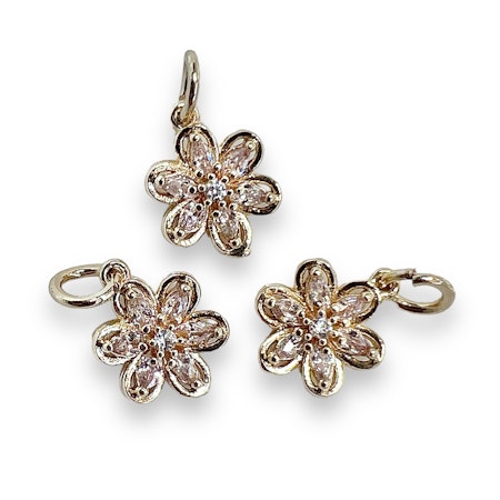 14K Gullforgylt blomster charm