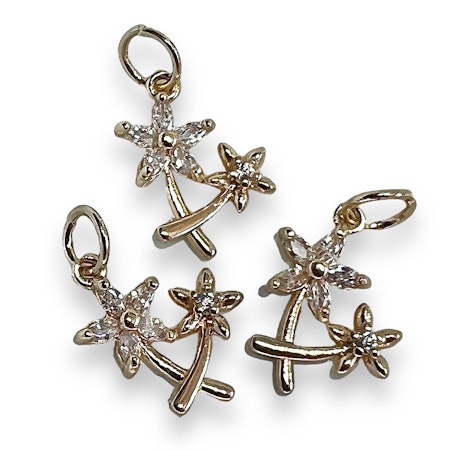 14K Gullforgylt blomster charm