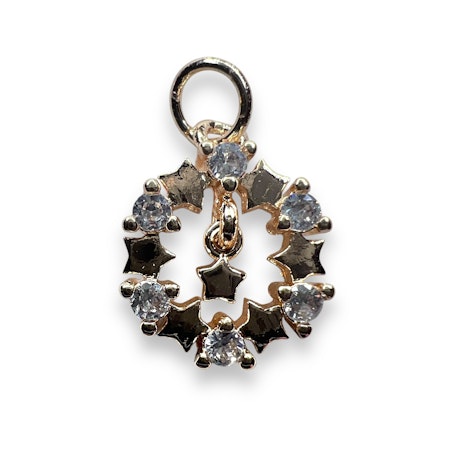 14K Gullforgylt julekrans charm