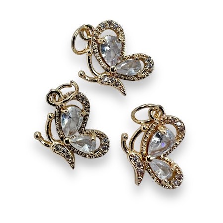 14K Gullforgylt sommerfugl charm