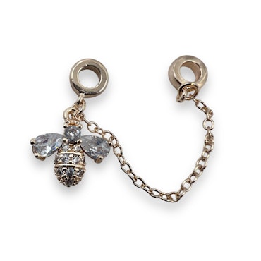 14K Gullforgylt bie charm med kjede