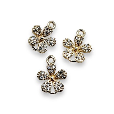14K Gullforgylt blomster charm