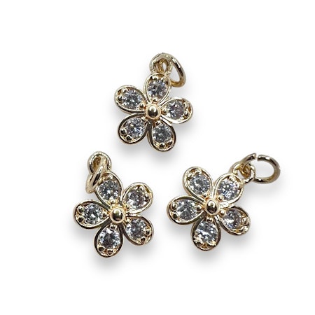 14K Gullforgylt blomster charm