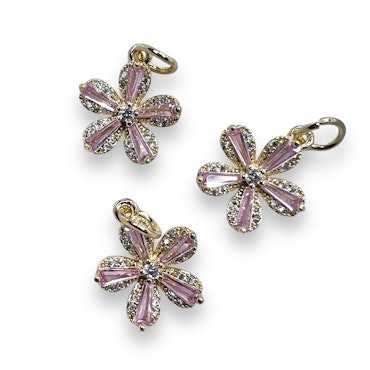 14K Gullforgylt blomster charm