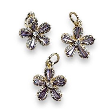 14K Gullforgylt blomster charm