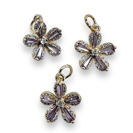 14K Gullforgylt blomster charm