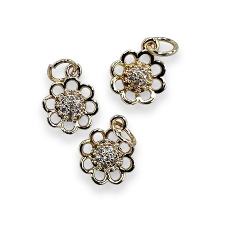 14K Gullforgylt blomster charm