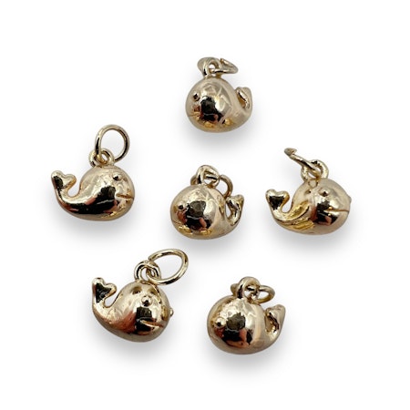 14K Gullforgylt Hval charm