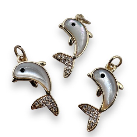 14K Gullforgylt Delfin charm