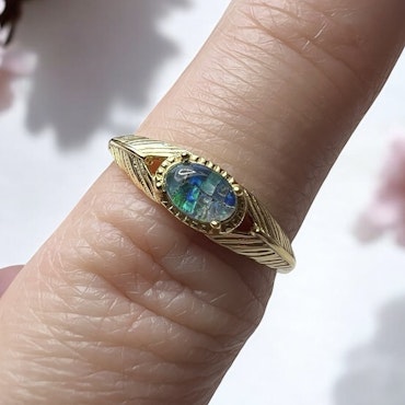Gullforgylt S925 Sølvring med Opal