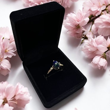 Gullforgylt S925 Sølvring med Opal