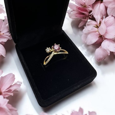 Gullforgylt S925 Sølvring med Moissanite