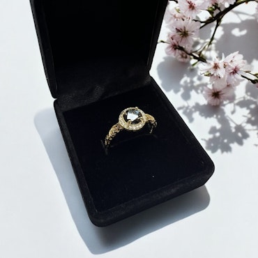 Gullforgylt S925 Sølvring med Moissanite