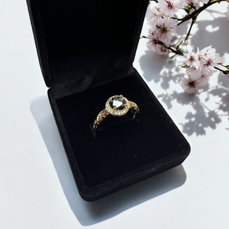 Gullforgylt S925 Sølvring med Moissanite