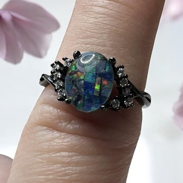 S925 Sølvring med Opal