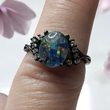 S925 Sølvring med Opal