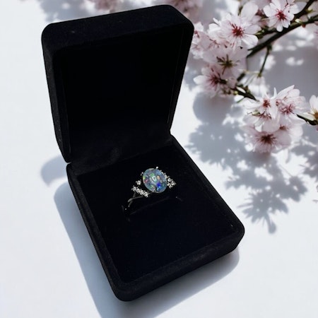S925 Sølvring med Opal