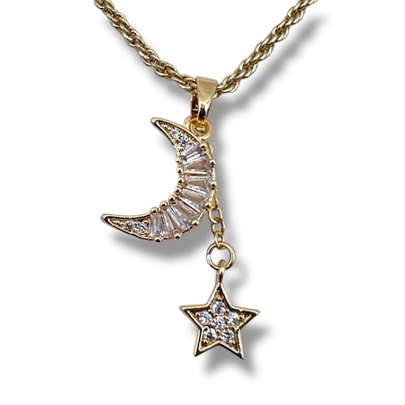 14K Gullforgylt måne anheng