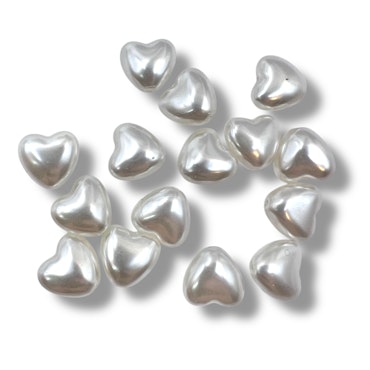 5stk Perle hjerte charms 11x12mm