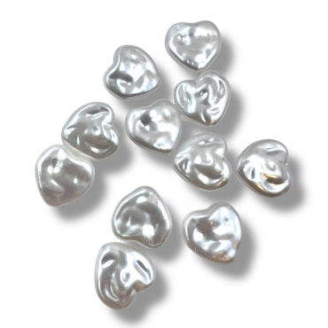 5stk Perle hjerte charms 13x14mm