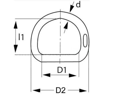 D-ring i Svart 40 x 5 mm