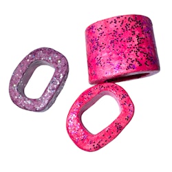 Slider Pärla Ovala 1 Lila /glitter och 2 Rosa/Glitter - 3 st