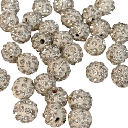 Strasspärlor - Vit/Silver 2 stycken, 4 mm