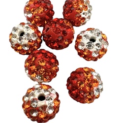 Strasspärlor - Röd/Orange/Vita 2 stycken, 4 mm