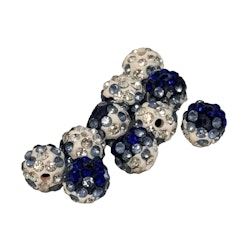 Strasspärlor - Blå/Vita 2 stycken, 4 mm