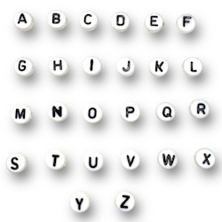 Bokstavspärlor, 7 mm, Vit