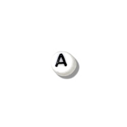 Bokstavspärlor, 7 mm, Vit