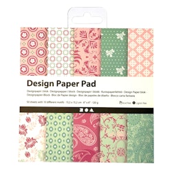 Designpapper, rosa, grön
