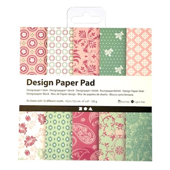 Designpapper, rosa, grön