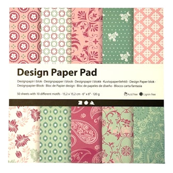 Designpapper, rosa, grön