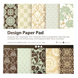 Designpapper, ljusblå, brun