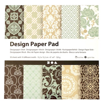 Designpapper, ljusblå, brun
