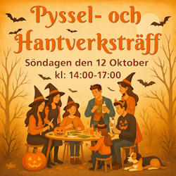 🎃 Pyssel- och Hantverksträff med halloween-tema – Söndag 12 oktober kl: 14–17