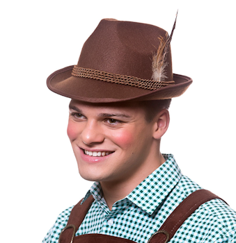 Tyrolerhatt - brun med fjäder