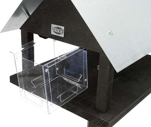 Vildfågelmatare med ben & silo, granträ, 29 × h27 × 38 cm, svart