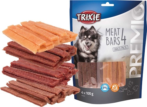 PREMIO 4 Meat Bars, kyckling, anka, lamm, lax,4 × 100 g