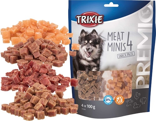 PREMIO 4 Meat Minis, kyckling, anka, beef, lamm,4 × 100 g