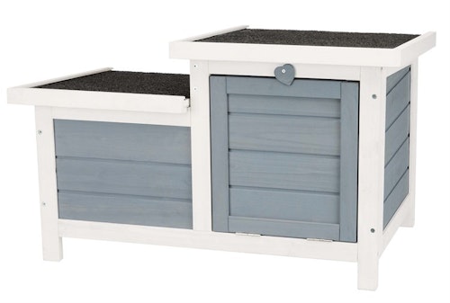 Smådjurshus Natura, dubbel, 70 × h43 × 45 cm, vit/grå