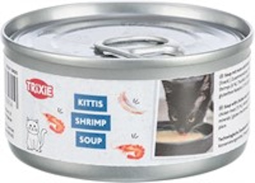 Räksoppa, 4 × 80 g konserv med kyckling & räkor,