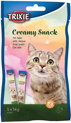 Creamy Snacks till katt. Med kyckling, 5 × 14 g
