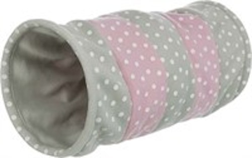 Kattunnel, fleece, ø 25 x 50 cm, grå/rosa