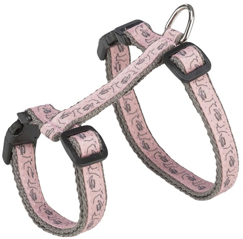 Kattsele+koppel, 27-45 cm/13 mm. 120 cm, rosa/grå