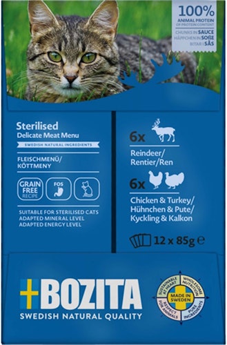 Bozita S Multibox 12x85g Köttmeny i sås Ren kykling/kalkon /1.02 kg