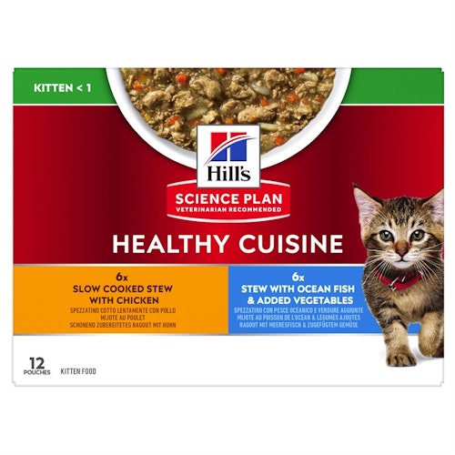 Hills Kitten Healthy Cuisine Chicken/Ocean Fish & Veg. 12x80g