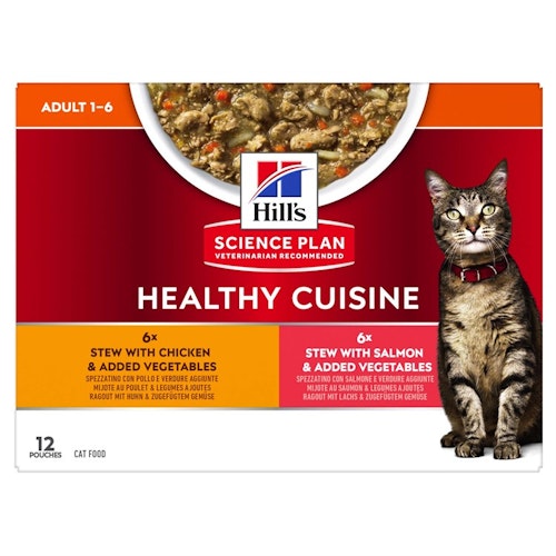 Hills Feline Adult Healthy Cuisine Chicken/Salmon & Veg. 12x80g